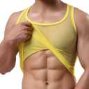 OUYE Men's Mesh See-Through Tank Top Vest (Yellow)
