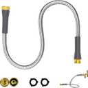 Short Metal Garden Hose 3ft Connector 5/8"Stainless Steel Flexible Water Hose Extension Male to Female Leader Kink Free Lightweight Extender Hose for Yard Hose Reel Cart Box Faucet Rain Barrel