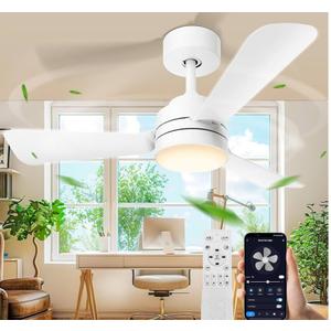 28"Ceiling Fans with Lights, Flush Mount Ceiling Fans with Light and Remote,Easy-to-install,Reversible,3000K-6500K,Dimmable,6 Wind Speed, Small ceiling fan light for Bedroom, Kitchen, Garage, White 28"Ceiling Fans with Lights, Flush Mount Ceiling Fans with Light and Remote,Easy-to-install,Reversible,3000K-6500K,Dimmable,6 Wind Speed, Small ceiling fan light for Bedroom, Kitchen, Garage, White