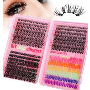 600 Pcs Color Lash Clusters, Colorful Lash Clusters Fluffy with D-Curl Volume, DIY Colorful Lashes Cluster for Home Salon & Party