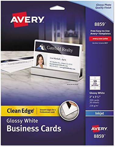 Avery Clean Edge Business Card - 2" x 3.5" - Glossy - 200 / Pack - White