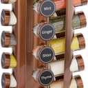 New England Stories Revolving Spice Rack Set with 20 Spice Jars, Kitchen Spice Tower Organizer for Countertop or Cabinet - Carousel Storage Includes 386 Spice Labels (Gold)