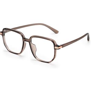 Dollger Square Blue light Glasses for Women Men Oversized Bluelight Blocking Computer Screen Stylish Eyeglasses TR90 Frame (C1:brown)