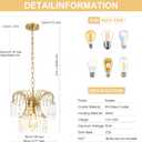 DELIPOP Modern Crystal Pendant Light, Gold Retro Crystal Pendant Chandelier, Adjustable Hanging Small Pendant Light Fixture for Entryway, Bedroom, Kitchen Island