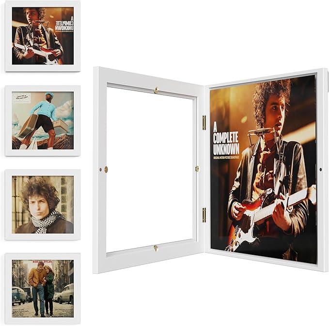 Vinyl Record Frame for the Wall, Wall-Mounted Vinyl Record Display Frame, Album Frames for 12x12 Inch LP Album Cover (4 Pack/White)
