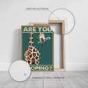 Funny Giraffe Bathroom Canvas Wall Art Picture Humorous Animal Toile Poster Prints Are You Pooping Painting Artwork Wall Decor for Washroom Restroom 16x24in Framed Ready To Hang
