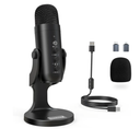 ZealSound Podcast Microphone for PC, Noise Cancellation USB Mic with Gain, Volume Adjustment & Mute Button, Monitoring & Echo, for YouTube, TikTok, Podcasting, Streaming, iPhone, iPad, Android, Mac