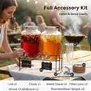 DD&HAPP 2 Gallon Glass Drinks For Parties With Stand.Stainless Steel Spigots & Metal Stand,Large Capacity Beverage Dispenser for Party,Infused Water,Iced Tea,Lemonade,Outdoor,Commercial Use.