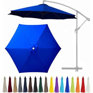 10Ft 6 Ribs Patio Umbrella Replacement Canopy (Canopy only), Canopy Replacement UV Protection Waterproof Outdoor Table Market Yard Umbrella Top Outdoor Umbrella Canopy,Blue,10FT