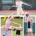 Halfchet 4 Pack Girl's Athletic Shorts, 4-Color, 11-12 Years