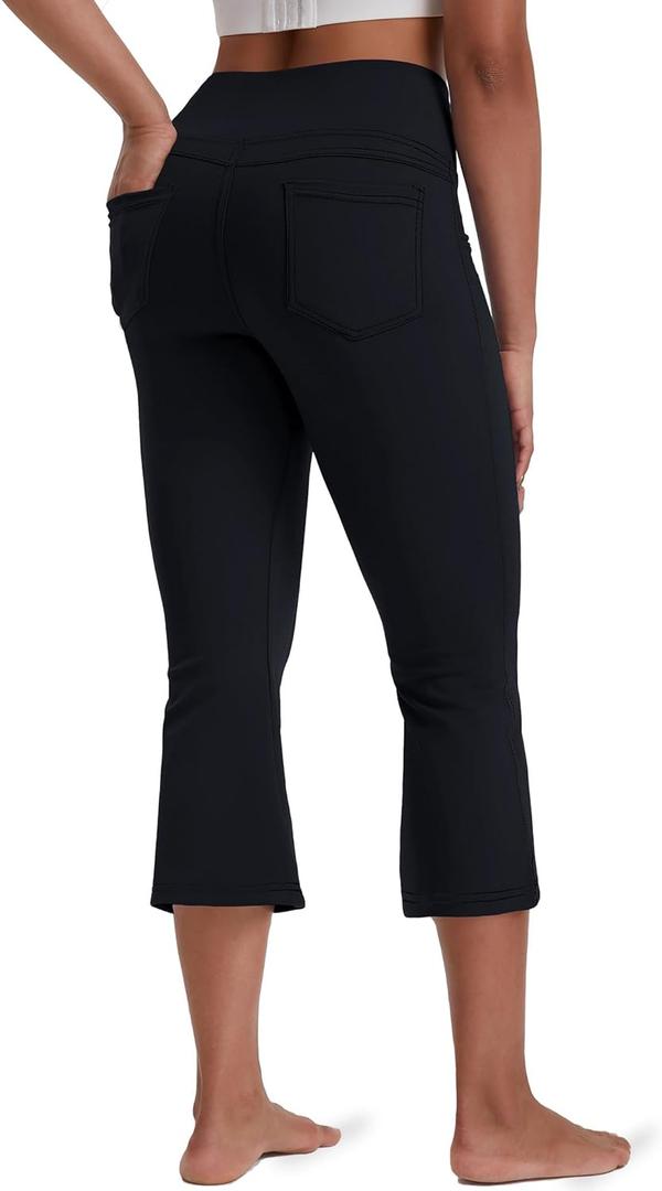 VOOVEEYA Women's Bootcut Leggings - Bootleg Yoga Pants Flare with 4 Pockets,Tummy Control High Waisted Casual Dress Pants, XL