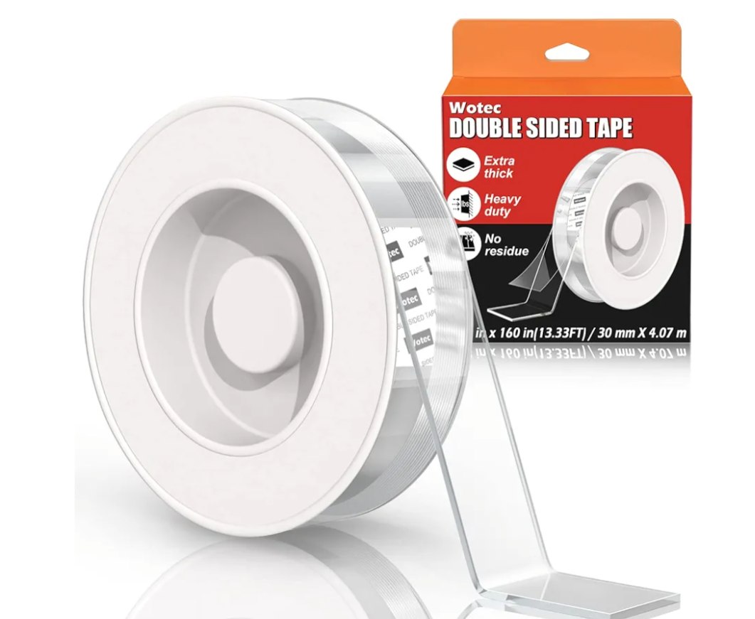 Extra Large Double Sided Tape Heavy Duty Removable 1.18 Inch x 160 Inch, Clear & Tough Nano Tape, Multipurpose Mounting Tape Picture Hanging Strips Adhesive for Poster Carpet