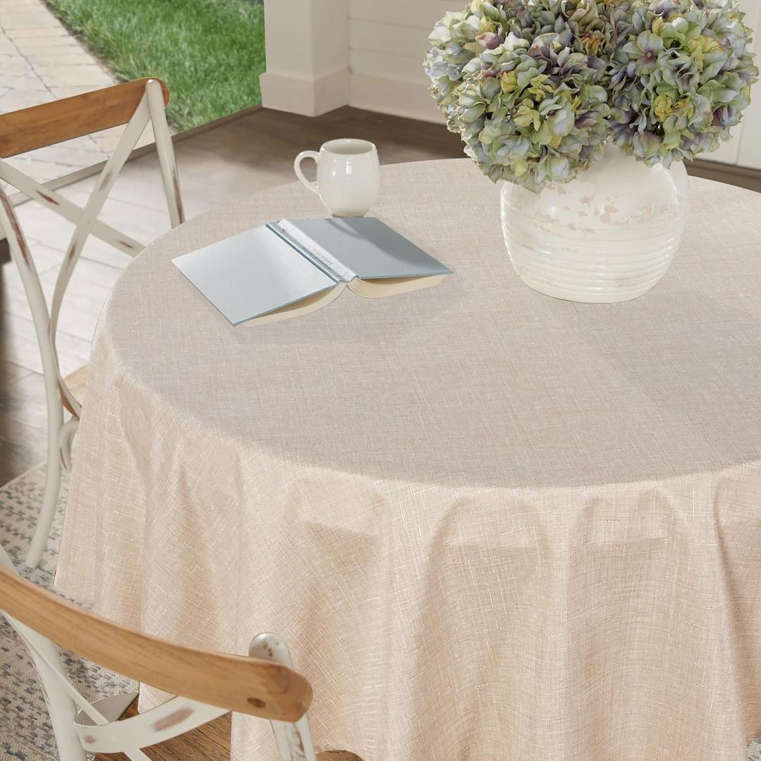 Fitable Round Tablecloths 60 Inches - 6 Pack Neutral Table Clothes Table Covers for Kitchen, Dining Room, Party, Farmhouse, Outdoor 60" 