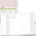 POPRUN Monthly Planner 2026-2027, Large-8'' x 10'', 18-Month Calendar Book (Jan.26 - Jun.27), Calendar Planner with Monthly Tabs, Storage Pocket, Hardcover, 100 GSM Paper - Light Pink