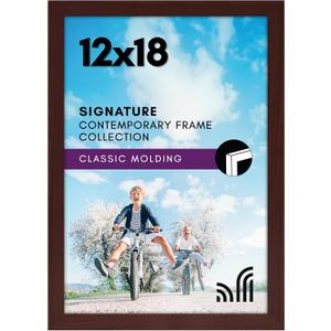 Americanflat 12x18 Poster Frame with Shatter-Resistant Glass - Signature Collection - Gallery-Style Frames Made of Engineered Wood - Photo Frame for Wall Display - Mahogany