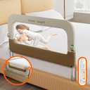 Bed Guard Rail for Toddlers - 32" Adjustable Heights & Folding up Portable Bed Railing for Baby - Toddler Bed Rails Guard for Crib, Twin, Bunk,Full Size, Queen & King Bed