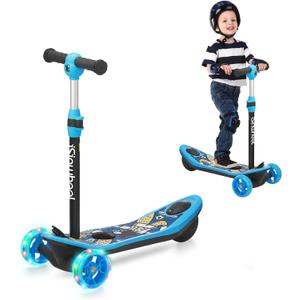 isinwheel 3-Wheel Electric Scooter for Kids Ages 3-8, Kids Electric Scooter for Boys/Girls, Electric Kick Scooter for Kids with Helmet and Protective Gear (Blue)