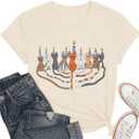 Hanukkah Shirts for Women Jewish Menorah T-Shirt Chanukkah Cat Tee Funny Cat Candle Tops L