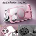SUCGLES for iPhone 15 Plus Case with MagSafe, N56 Strong Magnet, 12FT Drop Protection, Non-Slip, Matte Translucent Magnetic Slim Case (Pink)