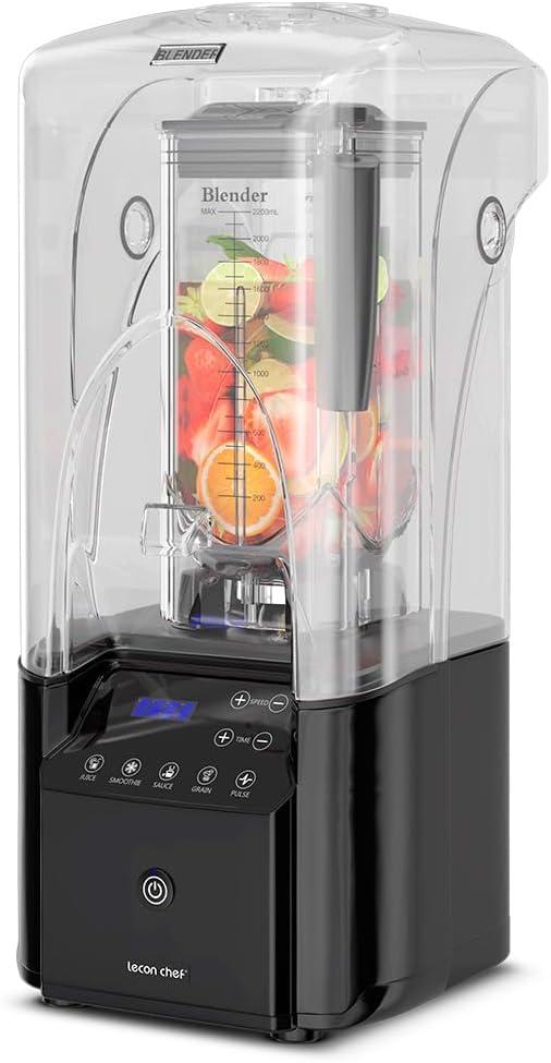 Commercial Quiet Shield Blender 2200W Professional Industrial Blenders Black 2.2L/ 74oz BPA-Free Pitcher for Ice Crushing, Shakes and Smoothies for Kitchen