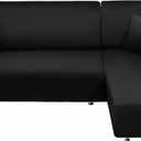 NAISI Couch Cover L Shape 2 Pieces Sofa Cover Soft Stretch Slipcovers with 2pcs Pillowcases Furniture Protector Sectional Couch Covers 3 Seater + 3 Seater(Black)