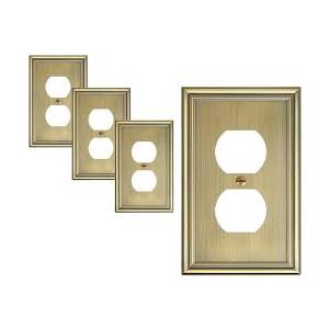 4-Pack Decorator Cover Plate, Antique Brass Decorative Switch Plates and Outlet Covers, Durable Zinc Alloy Wall Plates for Electrical Outlets, Receptacle, GFCI Outlet, Dimmer Switch