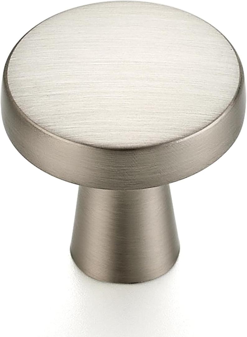 Ravinte 30 Pack Brushed Nickel Cabinet Knobs Mini Round Knobs Single Hole Solid Drawer Pulls for Dresser Drawers -1 Inch Diameter