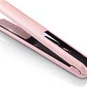 Cordless Hair Straightener and Curler 2 in 1, Portable Flat Iron for Hair, Fast Heating Flat Iron, Adjustable Temperature, Type-C Rechargeable, Mini for Travel(Pink)