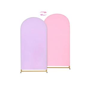 Arch Cover 6ft Double-Sided Arch Backdrop Cover Spandex Wedding Arch Stand Cover for Party Birthday Baby Shower Bridal Gender Reveal Boy or Girl Decoration(Double Color,Pink&Purple)