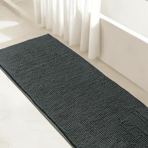 SUBRTEX Bathroom Rugs, 24" x 55" Chenille Bath Rug Soft Short Plush Bath Mat Soft Shower Mat Water Absorbent Shower Mat Quick Dry Machine Washable, Gray (Grey)