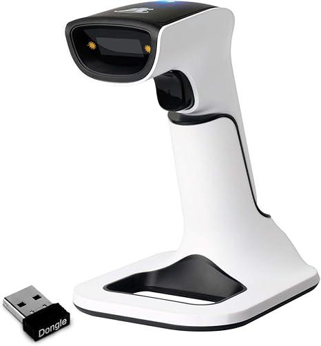 ScanAvenger Wireless Portable 1D&2D with Stand Bluetooth Barcode Scanner: 3-in-1 Handheld Scanner, Rechargeable Battery for Inventory - USB Bar Code/QR Reader (1D&2D with Next Gen Stand)