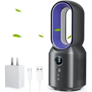 let'me 13 Inch Desk Fan, Bladeless Table Fan, 106° Oscillating Fan Touch Control with 3 Speeds and Night Light, Small Quiet Desk Fan for Personal, Office, Nightstand