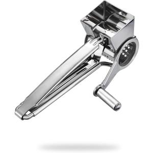 TONMA Multipurpose Rotary Cheese Grater with 1 Stainless Steel Handheld Drums for Parmesan, Mozzerella, Vegetables and More, Ergonomic Design