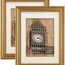 12x16 Vintage Gold Convex Embossed Motif Ornate Classic Picture Frame, Matted to 9x12 inches, Plexiglass Cover, 2 Pack, 12 x 16 in 2pk