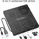 5-in-1 Extemal CD/DVD Drive for Laptop,USB 3.0 & Type-C Portable CD/DvD Rw Burner with SD/TF Card Reader &DVD-ROM Rewritable PlayerCompatible with Laptop Pc Desktop, Windows11/10/8/7 Linux Mac os