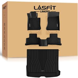 LASFIT Floor Mats & Cargo Mat for Mercedes Benz GLC SUV 2026 2025 2024 2023 GLC300 / GLC43 AMG (Not for Coupe & PHEV), All Weather TPE Car Mats for GLC 2023-2026 Floor Liners & Trunk Mat, Black