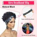 Afro Puff Headband Wig for Black Women Natural Black Kinky Curly Put-On & Go Afro Headband Wig, Easy Wear, Stylish Protective Afro Wigs