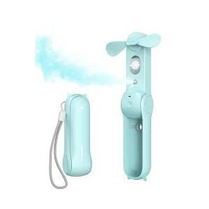 SWEETFULL Misting Handheld Personal Fan, Rechargeable Mini Spray Water Mist, Portable for Kids Women, Travel, Outdoors, Hiking, Camping, Home Office (Light Blue)