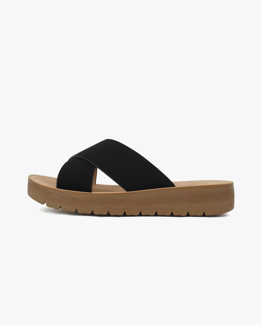 Soda LUCY ~ Women Open Toe Flatform Platform Crisscross Band Upper Fashion Slide Sandals 8.5