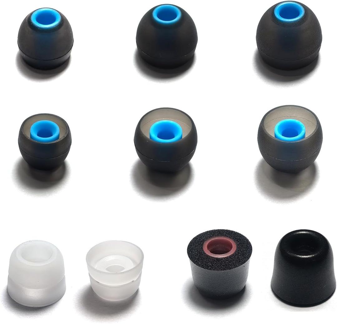 Ear Tip Replacement Set, Compatible with Most Popular in-Ear Headphone Brands.This Set Includes Both Silicone and Memory Foam Ear Tips. (Blue/Grey)