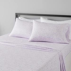Amazon Basics Lightweight Super Soft Easy Care Microfiber 4-Piece Bed Sheet Set with 14-Inch Deep Pockets, Queen, Lavender Paisley, Printed
