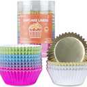 240pcs Metallic Foil Cupcake Liners - Standard Size 2 Inches Paper Muffin Liners, Thick & Sturdy - 6 Colors Baking Cups Cupcake Wrappers, Model BK006