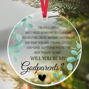 Christmas Ornaments Gifts for Godparents Godparent Proposal Gift Baptism Gifts for God Parent from Godchild Pregnancy Announcement Gift for Godfather Godmother Present Acrylic Ornament Keepsake