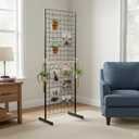 6' x 2' Grid Panel Tower with T Base and Footbeds, Black Finish, 72 inches x 25 inches x 2 inches
