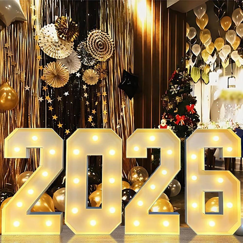 2.3FT Marquee Numbers Lights 2026 Sign, Light up letters for 2026 Graduation Decoration, Class of 2026 for College High School Senior Kindergarten Graduation Party Favor Supplies