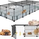 BUCATSTATE Guinea Pig Cages for 2, 20 Panels Guinea Pigs Playpen with Waterproof Mat, Metal Rabbit Cage Indoor for Hedgehogs, Quail, Chickens (56" L x 24" W x 12" H)