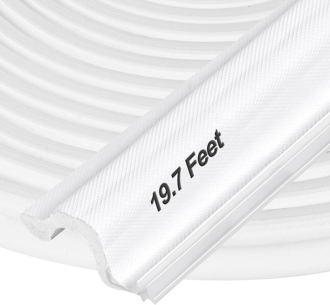 Kerf Door Weather Stripping 19.7 Ft V-Shaped Door Seal Strip for Large Gap Door Frame Front Door Extra Thick Sealers Replacement Exterior Entry Door Jamb Gasket Easy Installation Cut to Size - White