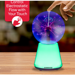 Monster 5" Plasma Sphere, Touch-Controlled, LED Color-Changing Base, 8.75", for Desk & Bedroom