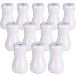 Boao 6 Pieces White Blind Pull Cord Knobs 1.26 inch x 0.75 inch Wood Tassels Window Blinds Wooden Cord Tassels Hanging Ball Pulls for Curtain Craft.