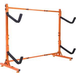 VEVOR Freestanding Kayak Storage Rack, Kayak Stand for 2 Kayak Canoe Paddleboard, Heavy-Duty Steel Kayak Hanger Holder with Padded Arms and Adjustable Width,for Indoor Outdoor Garage